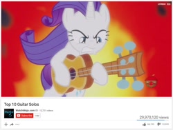 Size: 866x654 | Tagged: safe, edit, edited screencap, screencap, rarity, pony, unicorn, honest apple, guitar, guitarity, meme, solo, top 10 anime list parody, watchmojo.com, youtube