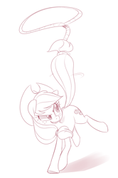 Size: 726x1096 | Tagged: safe, artist:jessy, applejack, earth pony, pony, grayscale, lasso, monochrome, rope, solo