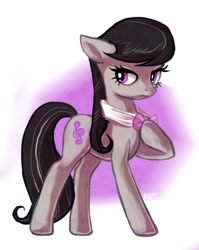 Size: 470x590 | Tagged: safe, artist:nyonhyon, octavia melody, earth pony, pony, black mane, female, gray coat, mare, simple background, solo, white background