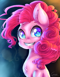 Size: 800x1024 | Tagged: safe, artist:iponylover, pinkie pie, earth pony, pony, chest fluff, heart eyes, smiling, solo, wingding eyes