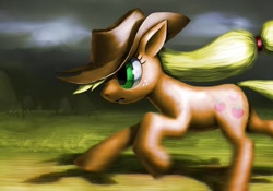 Size: 1023x716 | Tagged: safe, artist:murskme, applejack, earth pony, pony, motion blur, running, solo