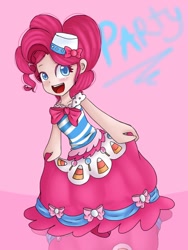 Size: 768x1024 | Tagged: safe, artist:iponylover, pinkie pie, human, clothes, dress, gala dress, humanized, solo