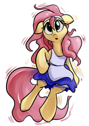 Size: 1440x2039 | Tagged: safe, artist:impcjcaesar, fluttershy, pegasus, pony, :o, alice in wonderland, alternate hairstyle, bipedal, clothes, crossover, cute, dress, floppy ears, simple background, solo, transparent background