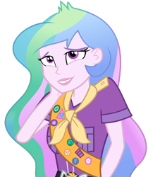 Size: 744x886 | Tagged: safe, princess celestia, principal celestia, equestria girls, legend of everfree, legend of everfree - bloopers, .svg available, arm behind head, cute, cutelestia, embarrassed, simple background, solo, svg, transparent background, vector