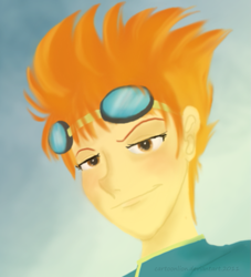 Size: 513x565 | Tagged: safe, artist:cartoonlion, derpibooru import, spitfire, human, bust, goggles, humanized, portrait