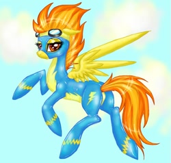 Size: 766x728 | Tagged: safe, artist:quennyqueen, derpibooru import, spitfire, solo, wonderbolts uniform