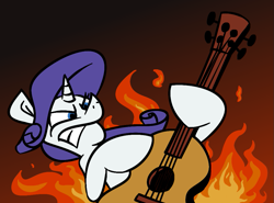 Size: 963x714 | Tagged: safe, artist:cowsrtasty, rarity, pony, unicorn, honest apple, fire, guitar, guitarity, solo