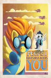 Size: 1000x1516 | Tagged: safe, artist:amy mebberson, derpibooru import, idw, soarin', spitfire, comic book, cover, idw advertisement, official, official comic, recruitment poster, wonderbolts