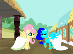 Size: 1024x757 | Tagged: safe, artist:roilbystarwarrior, fluttershy, oc, alicorn, pegasus, pony, alicorn oc