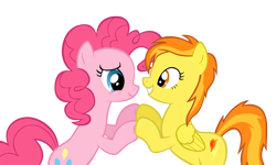 Size: 1280x766 | Tagged: safe, artist:alamber, artist:takua770, pinkie pie, spitfire, earth pony, pony, crack shipping, female, lesbian, shipping, simple background, spitpie, transparent background, vector