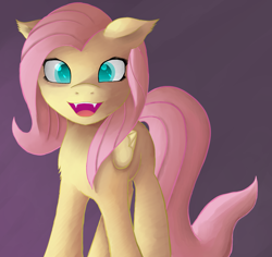 Size: 2125x2005 | Tagged: safe, artist:multiponi, fluttershy, fangs, flutterbat, simple background, solo