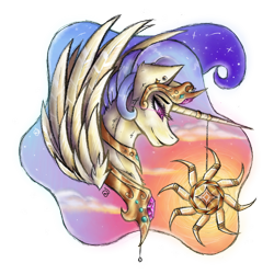 Size: 1600x1600 | Tagged: safe, artist:cross-the-swirl, princess celestia, alicorn, pony, horn jewelry, jewelry, solo