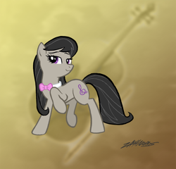 Size: 1000x958 | Tagged: safe, artist:willdrawforfood1, octavia melody, earth pony, pony, female, mare, raised hoof, raised leg, smiling, smirk, solo