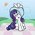 Size: 1024x1024 | Tagged: safe, artist:yoshimarsart, rarity, butterfly, pony, unicorn, hat, sitting, solo, watermark