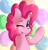 Size: 1712x1786 | Tagged: safe, artist:sourspot, pinkie pie, earth pony, pony, balloon, one eye closed, solo, underhoof, wink