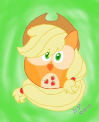 Size: 1039x1280 | Tagged: safe, artist:kagebouzu, applejack, owl, solo, species swap