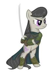 Size: 5000x6875 | Tagged: safe, artist:shadowdark3, octavia melody, earth pony, pony, absurd resolution, cosplay, elrond, lord of the rings, simple background, sword, transparent background, vector