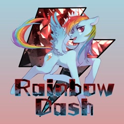 Size: 1024x1024 | Tagged: safe, artist:xieyanbbb, derpibooru import, rainbow dash, pegasus, pony, abstract background, female, gradient background, lightning, mare, solo, text