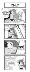 Size: 2362x5551 | Tagged: safe, artist:yinglongfujun, princess celestia, princess luna, alicorn, pony, 4koma, comic, dialogue, gamer luna, grayscale, monochrome, open mouth, sad, smiling, unamused