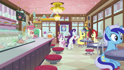 Size: 1920x1090 | Tagged: safe, screencap, minuette, rarity, sweetie belle, pegasus, pony, unicorn, forever filly, ice cream parlor