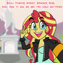 Size: 500x500 | Tagged: safe, artist:wubcakeva, sunset shimmer, equestria girls, peace sign, selfie, solo, tumblr:haremsetshimmer