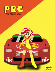 Size: 1556x2048 | Tagged: safe, artist:wvdr220dr, sunset shimmer, equestria girls, 1999, car, fanart, female, model, namco, pac-man, racing, ridge racer, solo, team