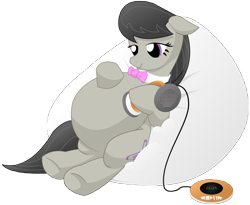 Size: 11700x9600 | Tagged: safe, artist:xniclord789x, octavia melody, earth pony, pony, absurd resolution, cd player, headphones, pregnant, simple background, transparent background