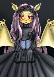 Size: 1748x2480 | Tagged: safe, artist:unousaya, fluttershy, bat pony, pony, flutterbat, gothic, solo