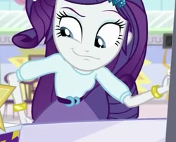 Size: 552x446 | Tagged: safe, screencap, rarity, dance magic, equestria girls, spoiler:eqg specials, bracelet, clothes, faic, hand on butt, jewelry, looking down, skirt, smiling, smirk, solo