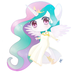 Size: 800x822 | Tagged: safe, artist:4bitten, princess celestia, anthro, unguligrade anthro, chibi, clothes, cute, cutelestia, dress, simple background, solo, transparent background