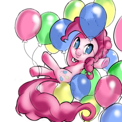 Size: 1024x1024 | Tagged: safe, artist:dedalocious, pinkie pie, earth pony, pony, balloon, female, mare, pink coat, pink mane, solo