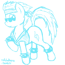 Size: 1000x1000 | Tagged: safe, artist:redcladhero, derpibooru import, spitfire, 30 minute art challenge, costume, monochrome, solo, sunglasses