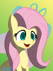 Size: 1200x1600 | Tagged: safe, artist:lynx-peregrine, fluttershy, butterfly, pegasus, pony, bust, colored pupils, solo