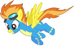 Size: 6887x4350 | Tagged: safe, artist:kired25, derpibooru import, spitfire, absurd resolution, flying, goggles, grin, simple background, smiling, solo, spread wings, transparent background, vector, wonderbolts uniform