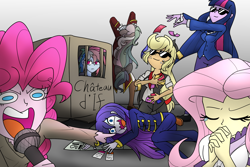 Size: 2100x1400 | Tagged: safe, artist:geraritydevillefort, derpibooru import, applejack, fluttershy, pinkie pie, rainbow dash, rarity, twilight sparkle, human, equestria girls, abbé faria, card, clothes, crossover, danglajacks, draw the squad, edmond dantes, eyes closed, funny, meme, microphone, mondego, monopoly, monsparkle, musical, open mouth, rainbow dantes, rarifort, shycedes, sunglasses, the count of monte cristo, the count of monte rainbow, villefort, wat