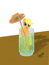 Size: 2448x3264 | Tagged: safe, artist:doz2nd, applejack, earth pony, pony, appletini, drink, simple background, transparent background