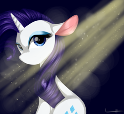 Size: 1024x945 | Tagged: safe, artist:lcpegasister75, rarity, pony, unicorn, crepuscular rays, eyeshadow, female, floppy ears, makeup, mare, sitting, solo, sunlight