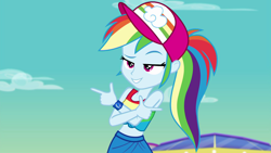 Size: 1920x1080 | Tagged: safe, derpibooru import, screencap, rainbow dash, better together, equestria girls, spring breakdown, clothes, sleeveless, solo, tanktop