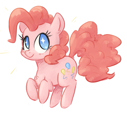 Size: 1128x1048 | Tagged: safe, artist:nobody, pinkie pie, earth pony, pony, chest fluff, cute, diapinkes, ear fluff, eye sparkles, female, mare, no pupils, pronking, simple background, solo, white background, wingding eyes