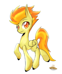 Size: 2282x2734 | Tagged: safe, artist:inkytophat, derpibooru import, spitfire, pegasus, pony, female, mare, two toned mane, wings, yellow coat