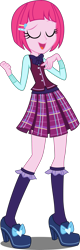 Size: 1436x4500 | Tagged: safe, artist:xebck, pinkie pie, equestria girls, friendship games, absurd resolution, accessory swap, alternate hairstyle, alternate universe, clothes, clothes swap, crystal prep academy, crystal prep academy uniform, crystal prep shadowbolts, eyes closed, high heels, open mouth, pleated skirt, school uniform, short hair, simple background, skirt, solo, transparent background, vector