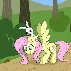 Size: 2000x2000 | Tagged: safe, artist:ironheart3498, angel bunny, fluttershy, pegasus, pony, ants, female, mare