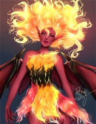 Size: 786x1017 | Tagged: safe, artist:tateidlleness, sunset satan, sunset shimmer, equestria girls, equestria girls (movie), evil, fiery shimmer, fire, wings