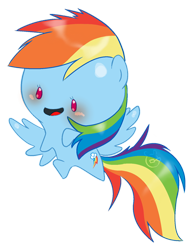 Size: 480x616 | Tagged: safe, artist:cmvm, derpibooru import, part of a set, rainbow dash, pegasus, pony, blushing, chibi, cute, dashabetes, no nose, open mouth, pixiv, simple background, solo, transparent background