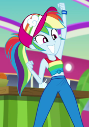 Size: 688x983 | Tagged: safe, derpibooru import, screencap, rainbow dash, better together, equestria girls, spring breakdown, armpits, best human, clothes, cropped, cute, dashabetes, hero dash, rainbow sass, sleeveless, solo, tanktop