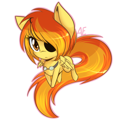 Size: 800x800 | Tagged: safe, artist:spittfireart, derpibooru import, spitfire, pegasus, pony, chibi, female, mare, two toned mane, wings, yellow coat