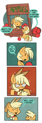 Size: 1200x3492 | Tagged: safe, artist:fauxsquared, applejack, earth pony, pony, apple, apples to pears, comic, pear, pearjack