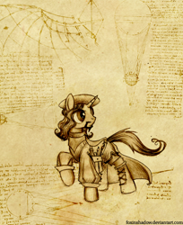 Size: 800x982 | Tagged: safe, artist:foxinshadow, leonardo da vinci, ponified, simple background, white background