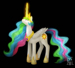 Size: 800x722 | Tagged: safe, artist:ponyprincessgirl100, princess celestia, alicorn, pony, black background, glowing horn, simple background, solo