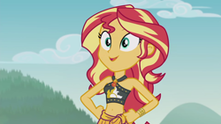 Size: 1920x1080 | Tagged: safe, screencap, sunset shimmer, better together, equestria girls, unsolved selfie mysteries, belly button, sleeveless, solo